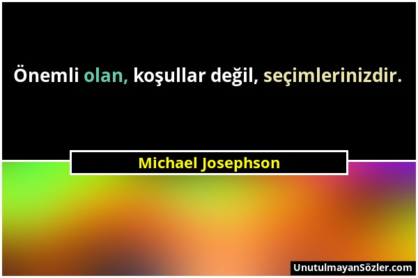Michael Josephson - Önemli olan, koşullar değil, seçimlerinizdir....