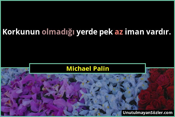 Michael Palin - Korkunun olmadığı yerde pek az iman vardır....