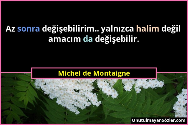 Michel de Montaigne - Az sonra değişebilirim.. yalnızca halim değil amacım da değişebilir....