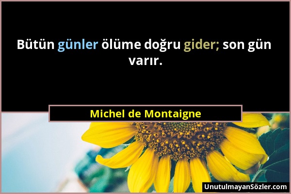 Michel de Montaigne - Bütün günler ölüme doğru gider; son gün varır....