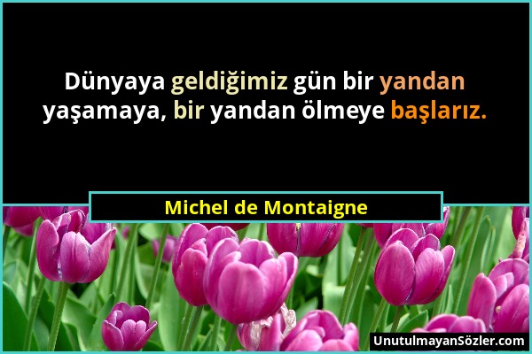 Michel de Montaigne - Dünyaya geldiğimiz gün bir yandan yaşamaya, bir yandan ölmeye başlarız....