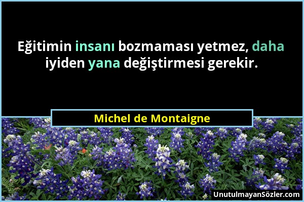 Michel de Montaigne - Eğitimin insanı bozmaması yetmez, daha iyiden yana değiştirmesi gerekir....