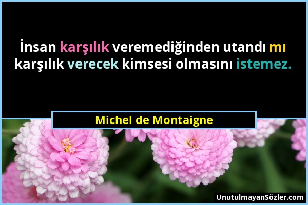 Michel de Montaigne - İnsan karşılık veremediğinden utandı mı karşılık verecek kimsesi olmasını istemez....
