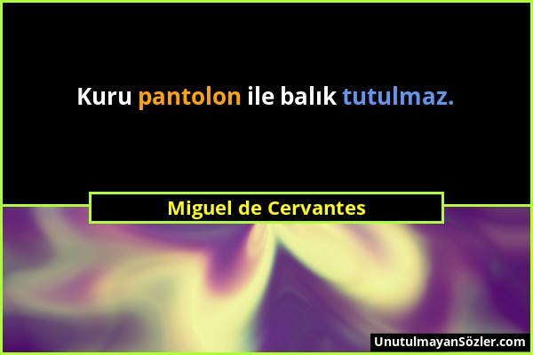 Miguel de Cervantes - Kuru pantolon ile balık tutulmaz....