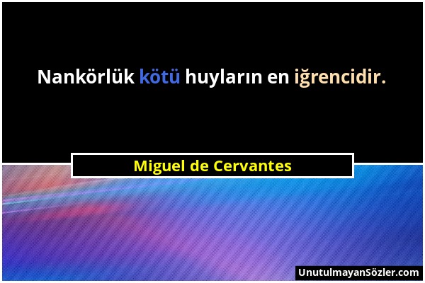 Miguel de Cervantes - Nankörlük kötü huyların en iğrencidir....