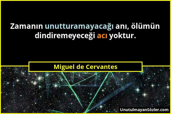 Miguel de Cervantes - Zamanın unutturamayacağı anı, ölümün dindiremeyeceği acı yoktur....