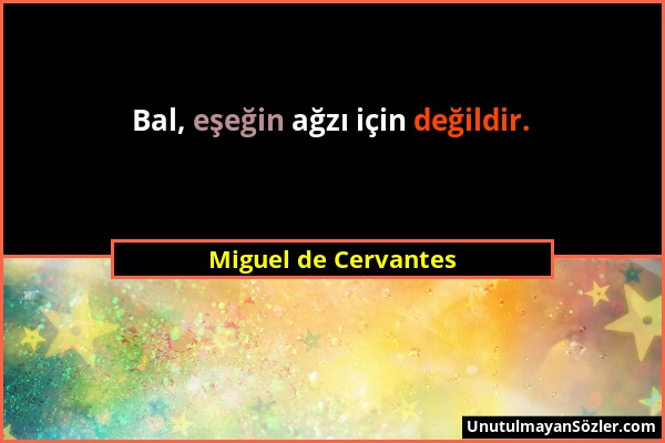 Miguel de Cervantes - Bal, eşeğin ağzı için değildir....