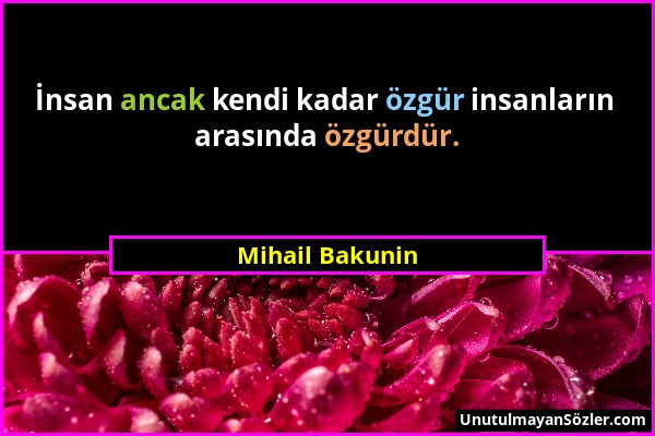 Mihail Bakunin - İnsan ancak kendi kadar özgür insanların arasında özgürdür....