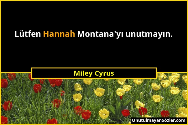 Miley Cyrus - Lütfen Hannah Montana'yı unutmayın....