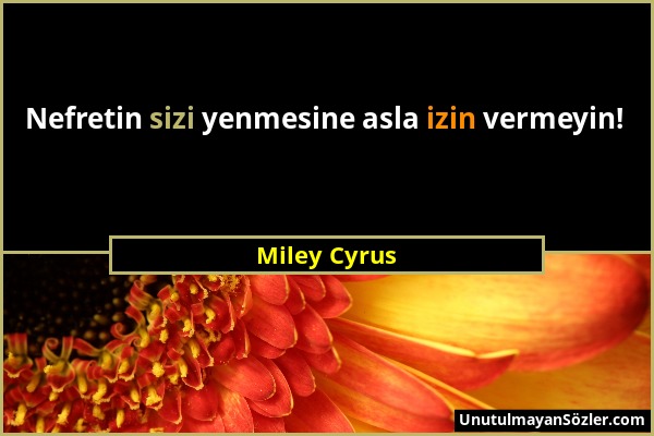 Miley Cyrus - Nefretin sizi yenmesine asla izin vermeyin!...