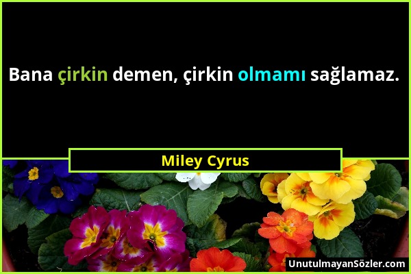 Miley Cyrus - Bana çirkin demen, çirkin olmamı sağlamaz....