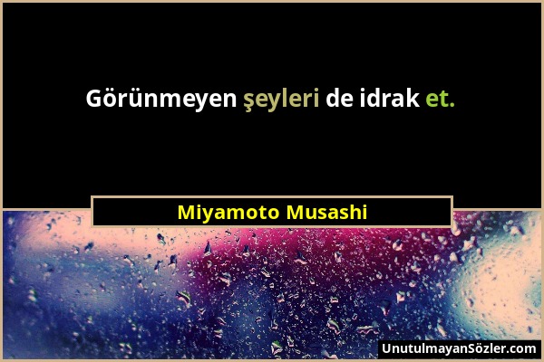 Miyamoto Musashi - Görünmeyen şeyleri de idrak et....