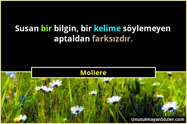 Moliere - Susan bir bilgin, bir kelime söylemeyen aptaldan farksızdır....