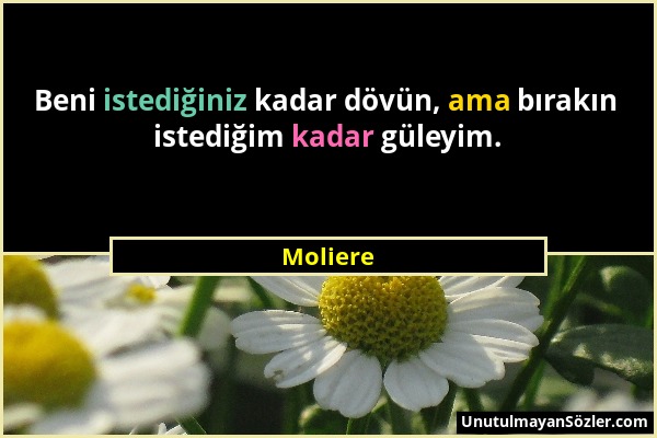 Moliere - Beni istediğiniz kadar dövün, ama bırakın istediğim kadar güleyim....