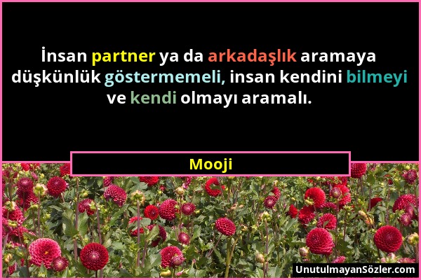 Mooji - İnsan partner ya da arkadaşlık aramaya düşkünlük göstermemeli, insan kendini bilmeyi ve kendi olmayı aramalı....