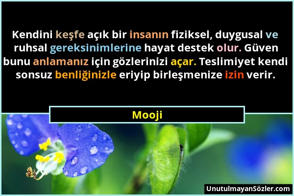 Mooji - Kendini keşfe açık bir insanın fiziksel, duygusal ve ruhsal gereksinimlerine hayat destek olur. Güven bunu anlamanız için gözlerinizi açar. Te...