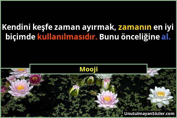 Mooji - Kendini keşfe zaman ayırmak, zamanın en iyi biçimde kullanılmasıdır. Bunu önceliğine al....