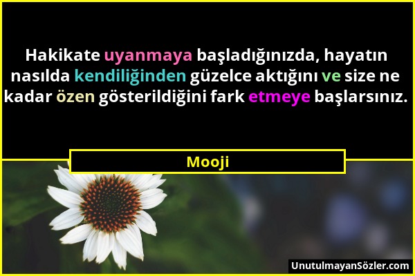 Mooji - Hakikate uyanmaya başladığınızda, hayatın nasılda kendiliğinden güzelce aktığını ve size ne kadar özen gösterildiğini fark etmeye başlarsınız....