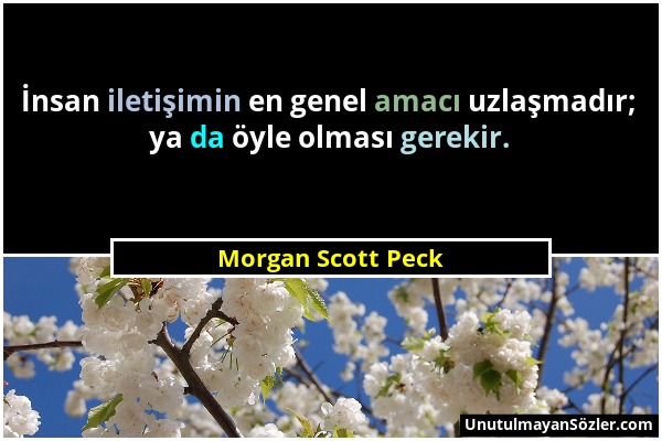 Morgan Scott Peck - İnsan iletişimin en genel amacı uzlaşmadır; ya da öyle olması gerekir....