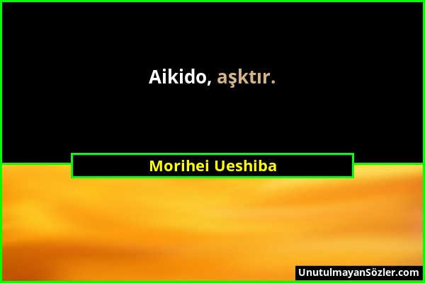 Morihei Ueshiba - Aikido, aşktır....