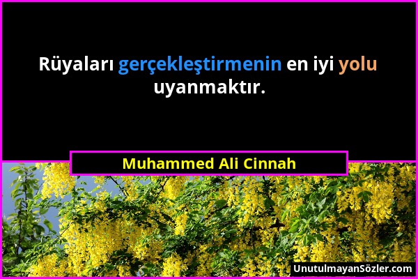 Muhammed Ali Cinnah - Rüyaları gerçekleştirmenin en iyi yolu uyanmaktır....