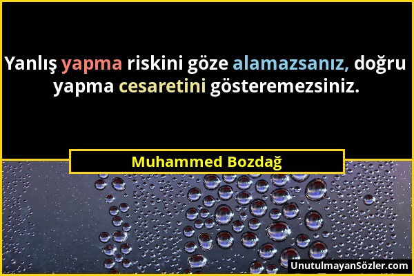 Muhammed Bozdağ - Yanlış yapma riskini göze alamazsanız, doğru yapma cesaretini gösteremezsiniz....