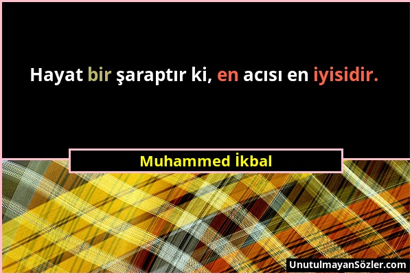 Muhammed İkbal - Hayat bir şaraptır ki, en acısı en iyisidir....