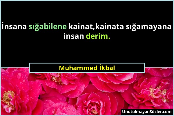 Muhammed İkbal - İnsana sığabilene kainat,kainata sığamayana insan derim....