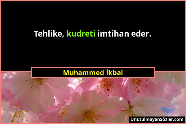 Muhammed İkbal - Tehlike, kudreti imtihan eder....