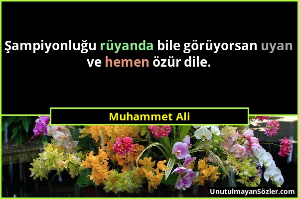 Muhammet Ali - Şampiyonluğu rüyanda bile görüyorsan uyan ve hemen özür dile....