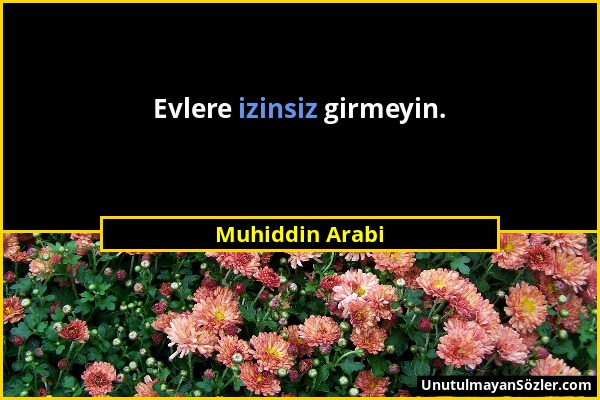 Muhiddin Arabi - Evlere izinsiz girmeyin....