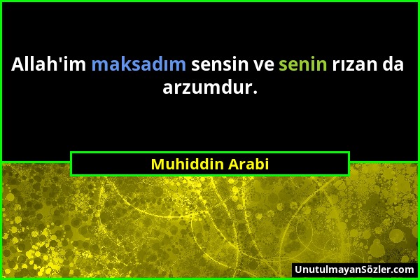 Muhiddin Arabi - Allah'im maksadım sensin ve senin rızan da arzumdur....