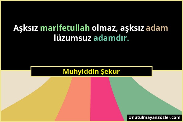 Muhyiddin Şekur - Aşksız marifetullah olmaz, aşksız adam lüzumsuz adamdır....