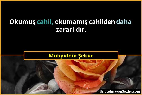 Muhyiddin Şekur - Okumuş cahil, okumamış cahilden daha zararlıdır....