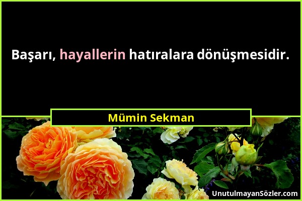 Mümin Sekman - Başarı, hayallerin hatıralara dönüşmesidir....