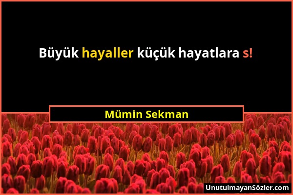 Mümin Sekman - Büyük hayaller küçük hayatlara s!...