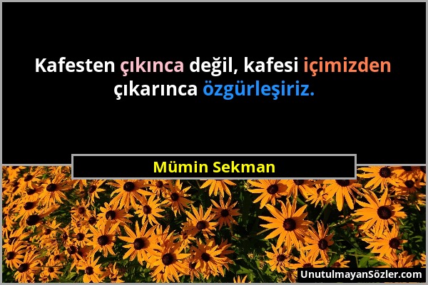 Mümin Sekman - Kafesten çıkınca değil, kafesi içimizden çıkarınca özgürleşiriz....