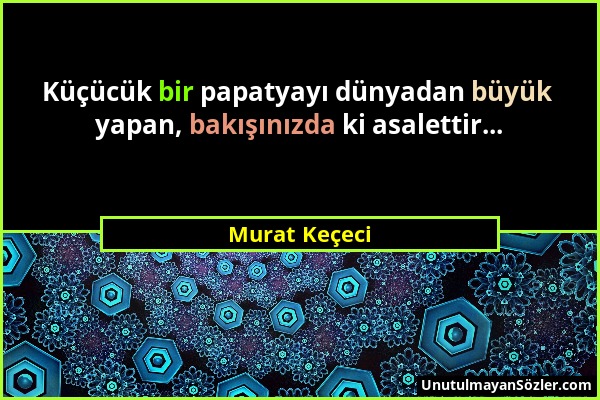 Murat Keçeci - Küçücük bir papatyayı dünyadan büyük yapan, bakışınızda ki asalettir......