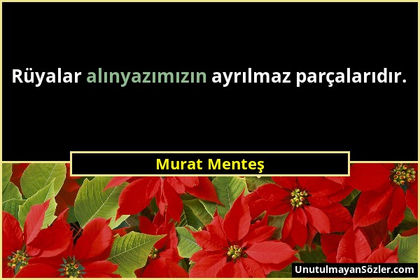 Murat Menteş - Rüyalar alınyazımızın ayrılmaz parçalarıdır....