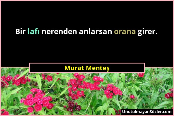 Murat Menteş - Bir lafı nerenden anlarsan orana girer....