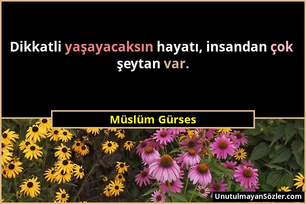 Müslüm Gürses - Dikkatli yaşayacaksın hayatı, insandan çok şeytan var....