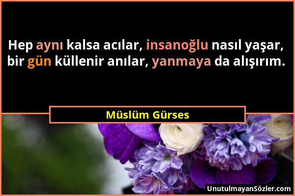 Müslüm Gürses - Hep aynı kalsa acılar, insanoğlu nasıl yaşar, bir gün küllenir anılar, yanmaya da alışırım....