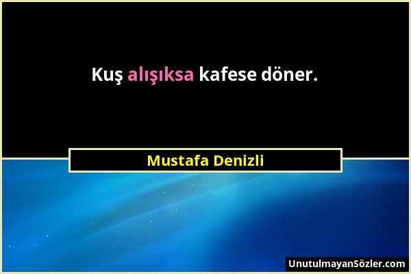 Mustafa Denizli - Kuş alışıksa kafese döner....