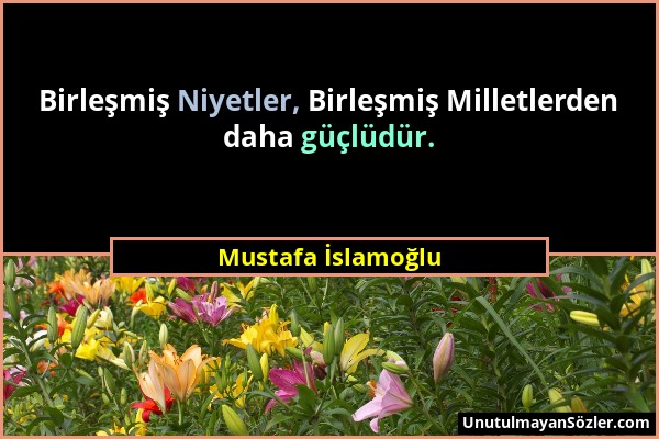 Mustafa İslamoğlu - Birleşmiş Niyetler, Birleşmiş Milletlerden daha güçlüdür....