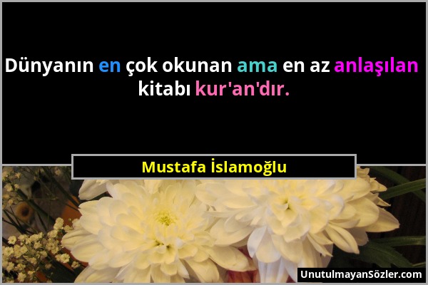Mustafa İslamoğlu - Dünyanın en çok okunan ama en az anlaşılan kitabı kur'an'dır....