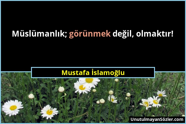 Mustafa İslamoğlu - Müslümanlık; görünmek değil, olmaktır!...