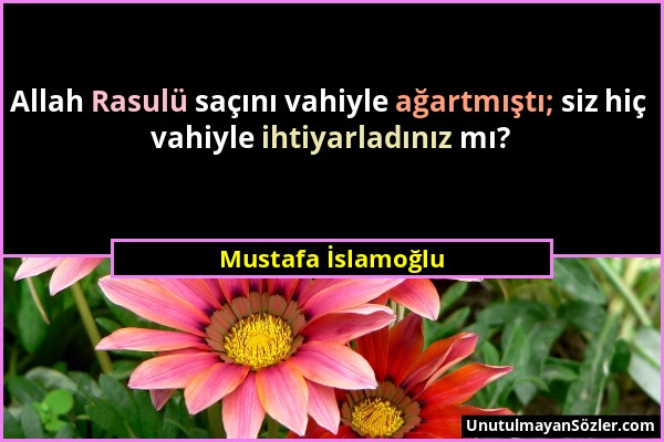 Mustafa İslamoğlu - Allah Rasulü saçını vahiyle ağartmıştı; siz hiç vahiyle ihtiyarladınız mı?...