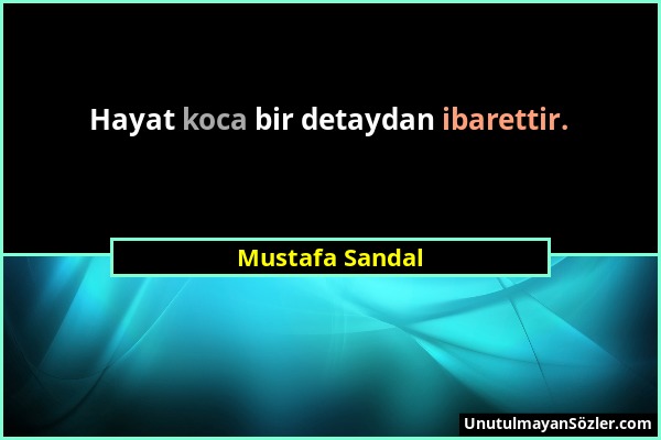 Mustafa Sandal - Hayat koca bir detaydan ibarettir....