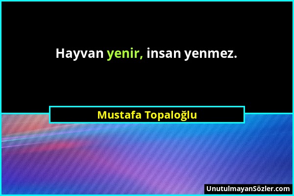 Mustafa Topaloğlu - Hayvan yenir, insan yenmez....