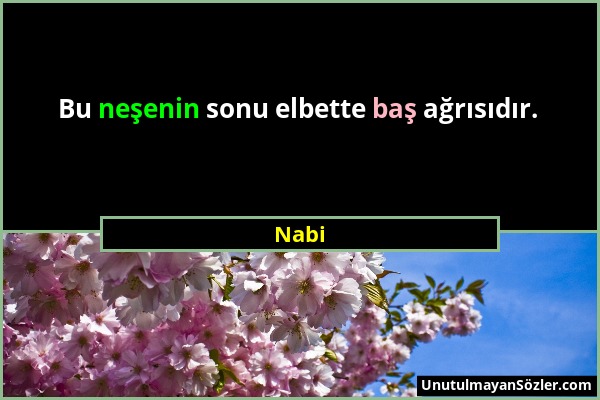 Nabi - Bu neşenin sonu elbette baş ağrısıdır....